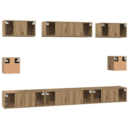 Tv-Meubelset Wandgemonteerd 8 Pcs Artisan Eiken Bewerkt Hout 100 cm