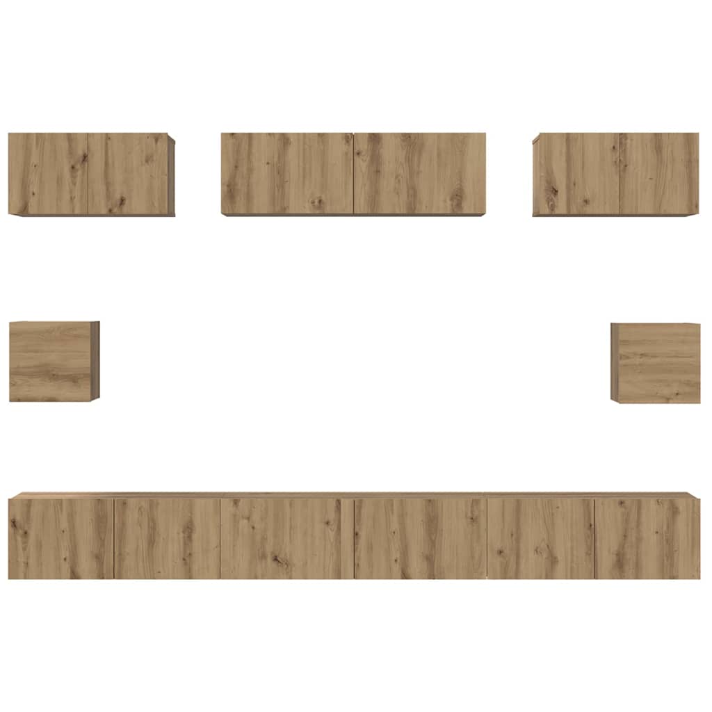 Tv-Meubelset Wandgemonteerd 8 Pcs Artisan Eiken Bewerkt Hout 100 cm