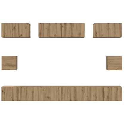 Tv-Meubelset Wandgemonteerd 8 Pcs Artisan Eiken Bewerkt Hout 100 cm
