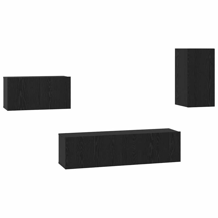 Tv-meubelset 4 pcs Zwart eiken 30.5 x 30 x 60 cm Bewerkt hout
