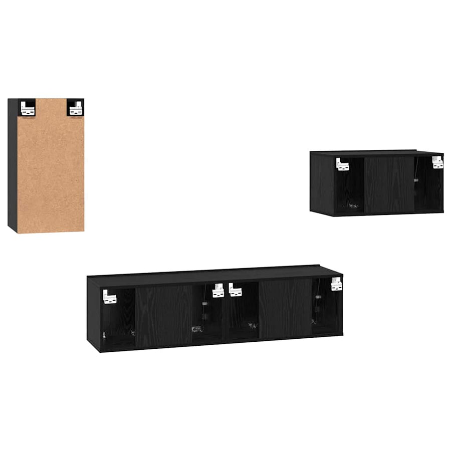 Tv-meubelset 4 pcs Zwart eiken 30.5 x 30 x 60 cm Bewerkt hout