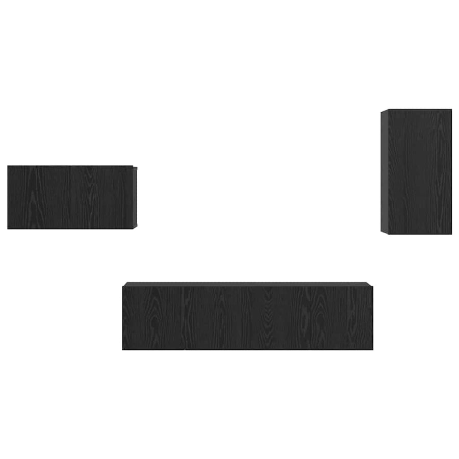 Tv-meubelset 4 pcs Zwart eiken 30.5 x 30 x 60 cm Bewerkt hout