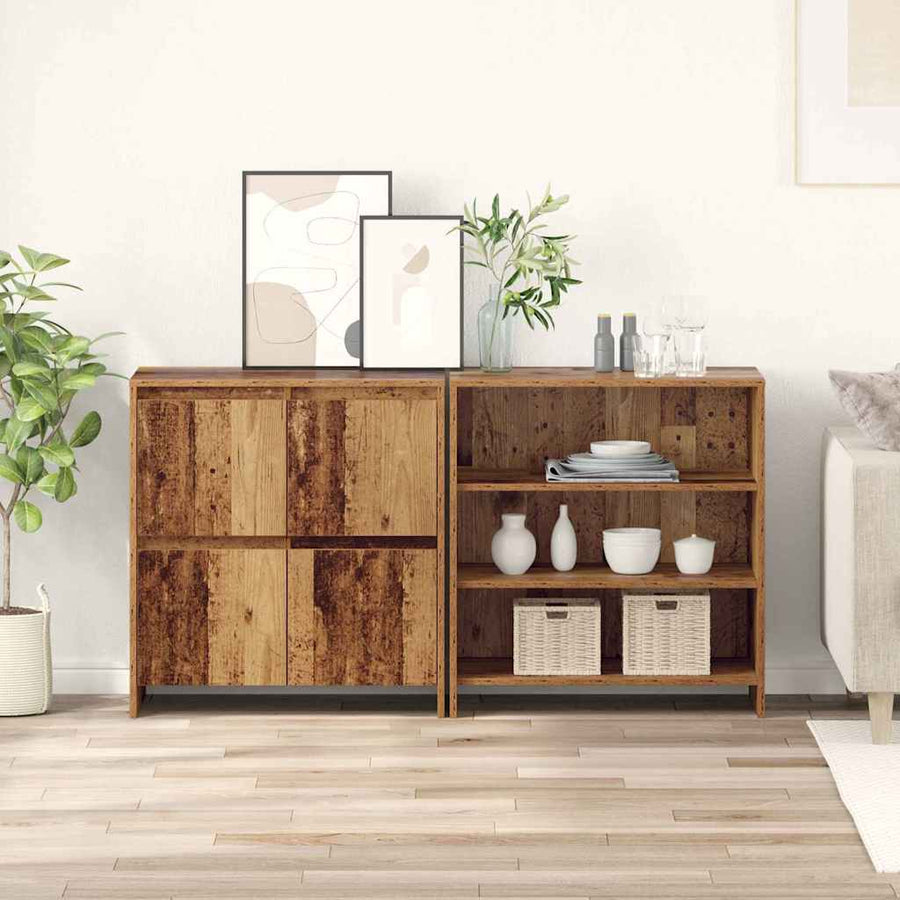 Dressoir met plank 2 pcs Oud hout 70 x 41 x 75 cm Bewerkt hout