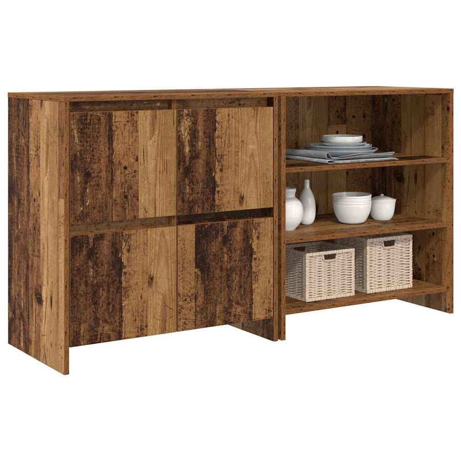 Dressoir met plank 2 pcs Oud hout 70 x 41 x 75 cm Bewerkt hout