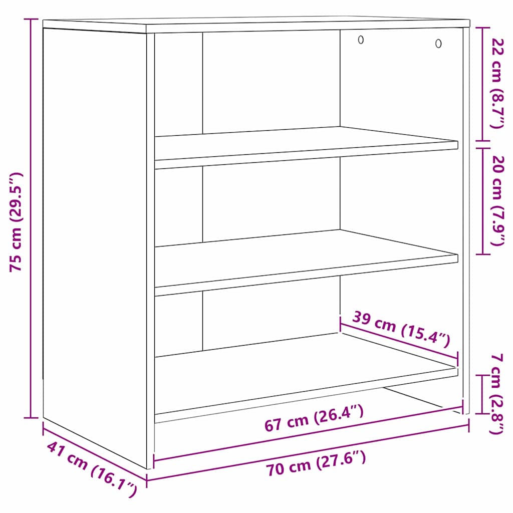 Dressoir met plank 2 pcs Oud hout 70 x 41 x 75 cm Bewerkt hout