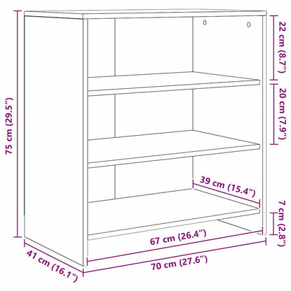 Dressoir met plank 2 pcs Oud hout 70 x 41 x 75 cm Bewerkt hout