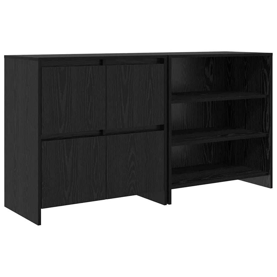 Dressoir 2 pcs Zwart eiken 70 x 41 x 75 cm Bewerkt hout