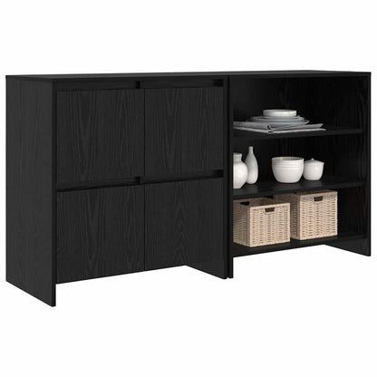 Dressoir 2 pcs Zwart eiken 70 x 41 x 75 cm Bewerkt hout