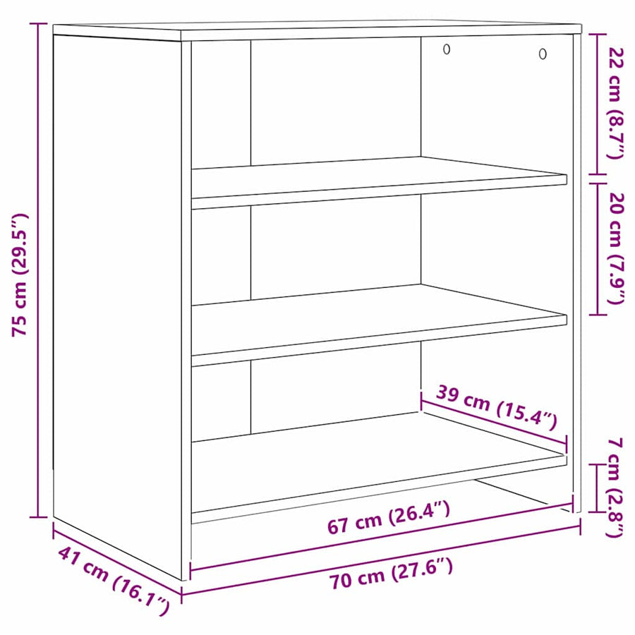 Dressoir 2 pcs Zwart eiken 70 x 41 x 75 cm Bewerkt hout