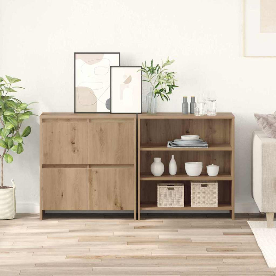 Dressoir 2 pcs artisanaal eikenkleurig 70 x 41 x 75 cm