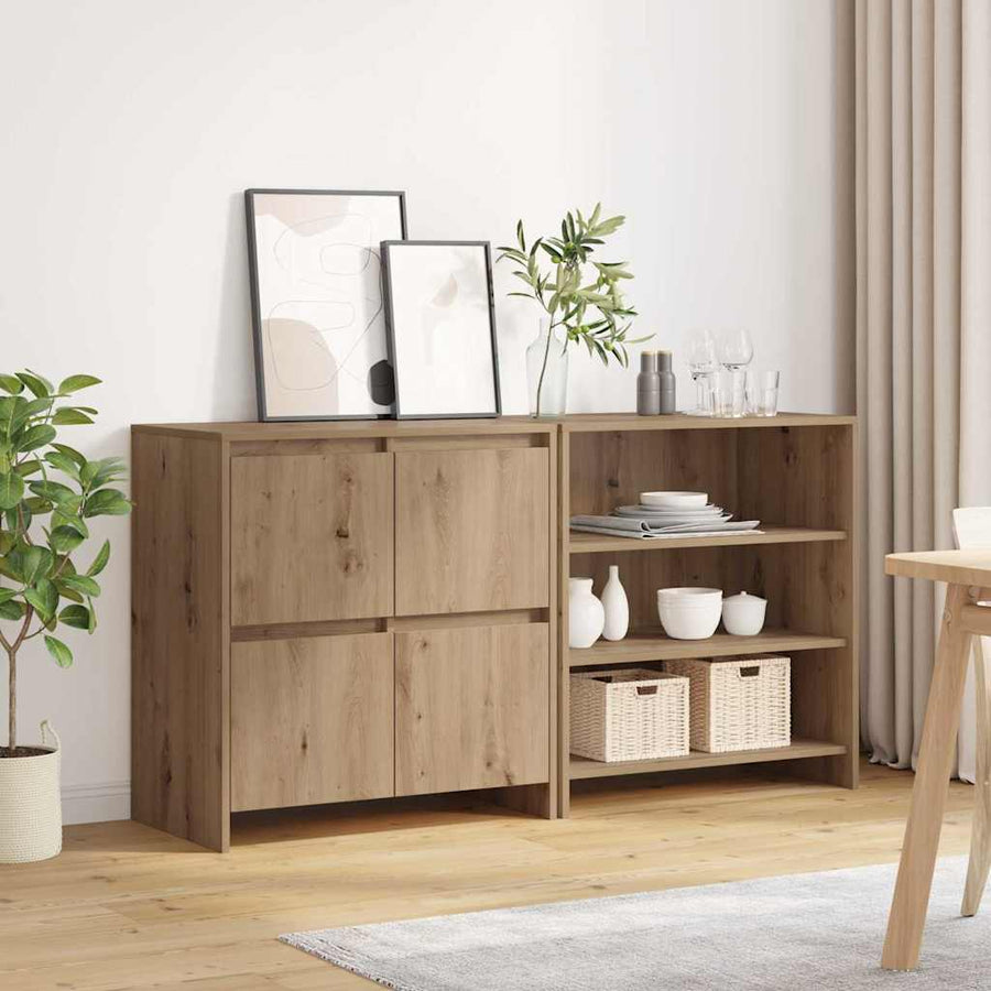 Dressoir 2 pcs artisanaal eikenkleurig 70 x 41 x 75 cm