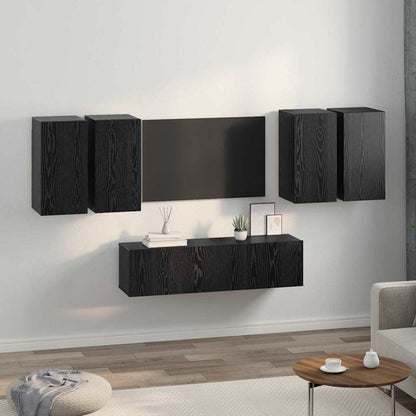 Tv-meubelset 6 pcs Zwart eiken 60 x 30 x 30 cm Bewerkt hout
