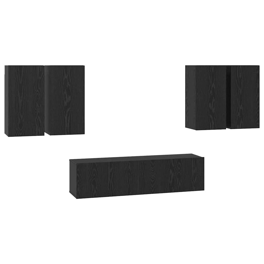 Tv-meubelset 6 pcs Zwart eiken 60 x 30 x 30 cm Bewerkt hout