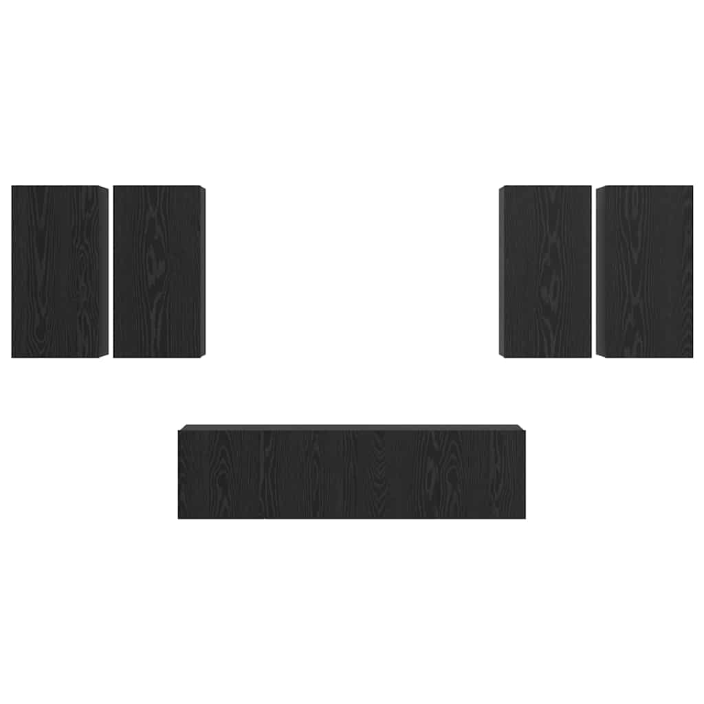 Tv-meubelset 6 pcs Zwart eiken 60 x 30 x 30 cm Bewerkt hout