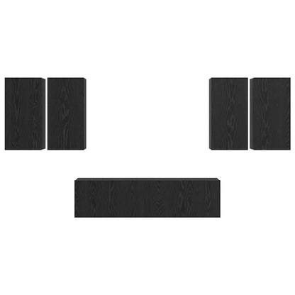 Tv-meubelset 6 pcs Zwart eiken 60 x 30 x 30 cm Bewerkt hout