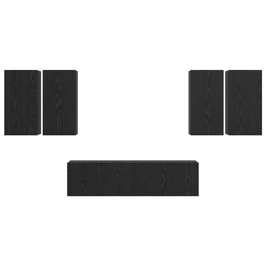 Tv-meubelset 6 pcs Zwart eiken 60 x 30 x 30 cm Bewerkt hout