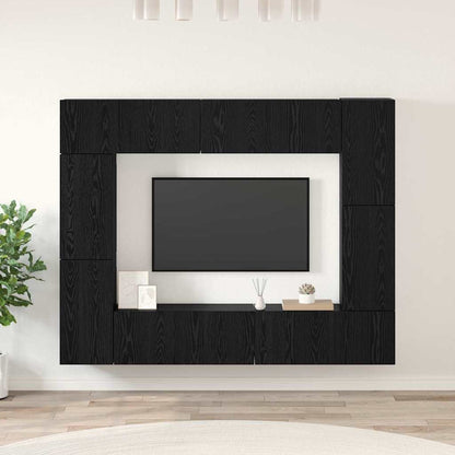 Tv-meubelset 8 pcs Zwart eiken 80 x 30 x 30.5 cm Bewerkt hout