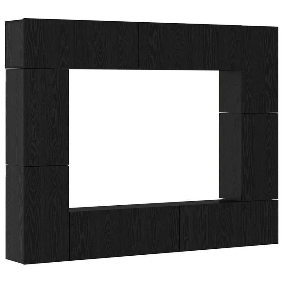Tv-meubelset 8 pcs Zwart eiken 80 x 30 x 30.5 cm Bewerkt hout