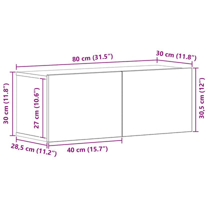 Tv-meubelset 8 pcs Zwart eiken 80 x 30 x 30.5 cm Bewerkt hout