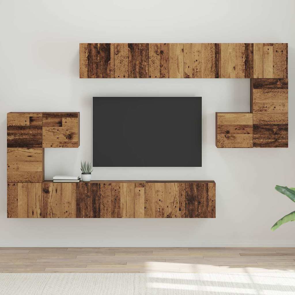 Tv-meubelset 10 pcs Oud hout 180 x 30 x 90.5 cm Bewerkt hout