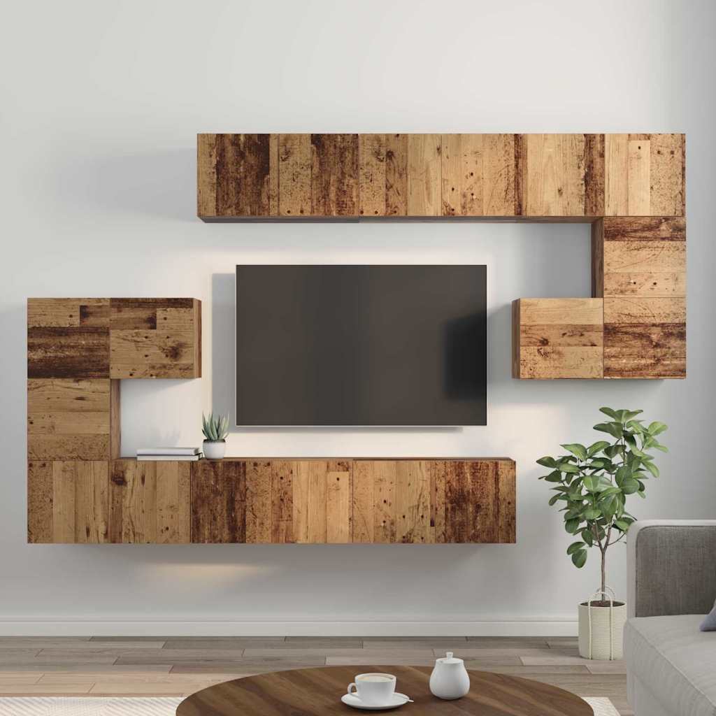 Tv-meubelset 10 pcs Oud hout 180 x 30 x 90.5 cm Bewerkt hout