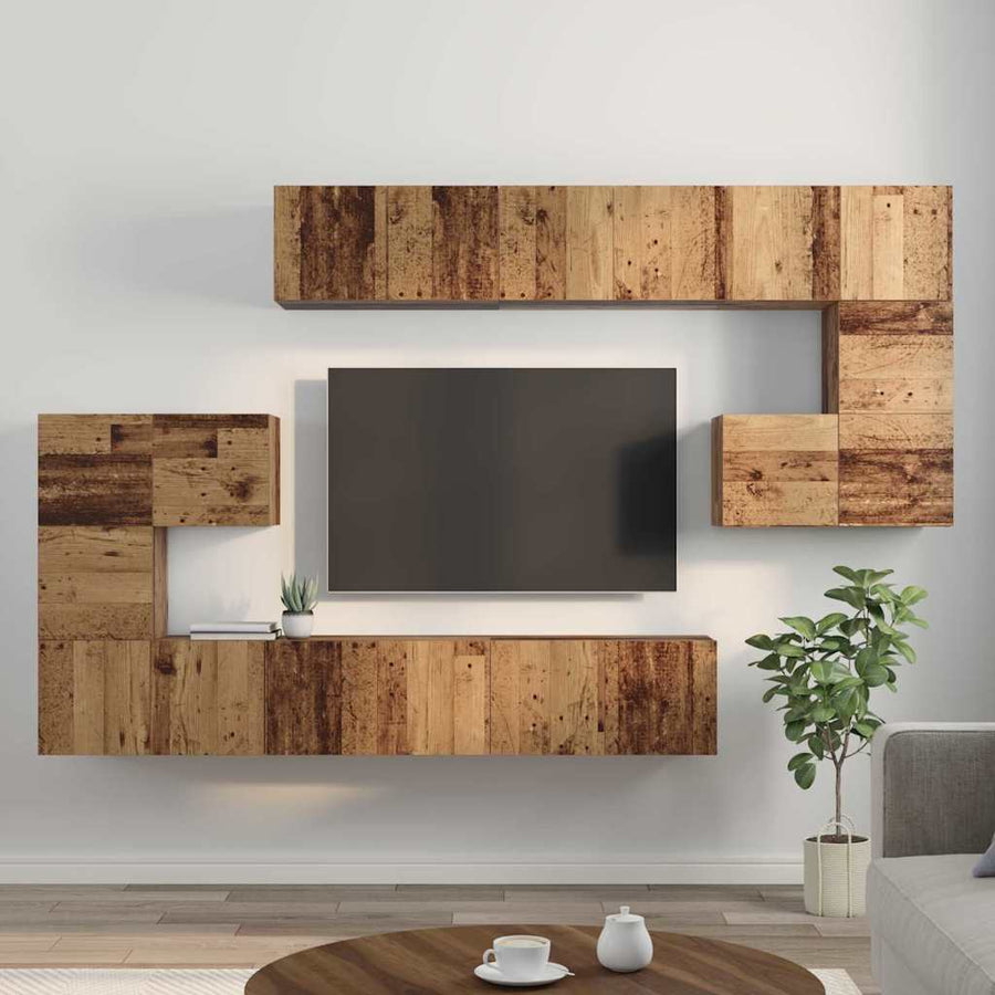 Tv-meubelset 10 pcs Oud hout 180 x 30 x 90.5 cm Bewerkt hout