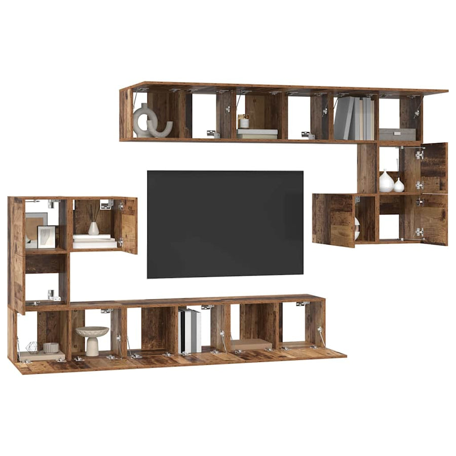 Tv-meubelset 10 pcs Oud hout 180 x 30 x 90.5 cm Bewerkt hout