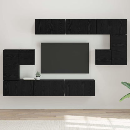 Tv-Meubelset Wandgemonteerd 10 Pcs Bewerkt Hout 10