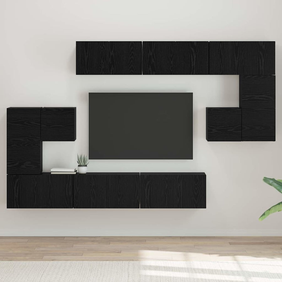 Tv-Meubelset Wandgemonteerd 10 Pcs Bewerkt Hout 10