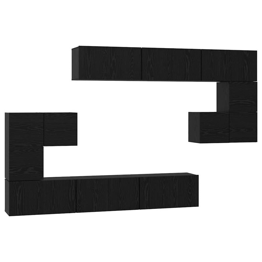 Tv-Meubelset Wandgemonteerd 10 Pcs Bewerkt Hout 10