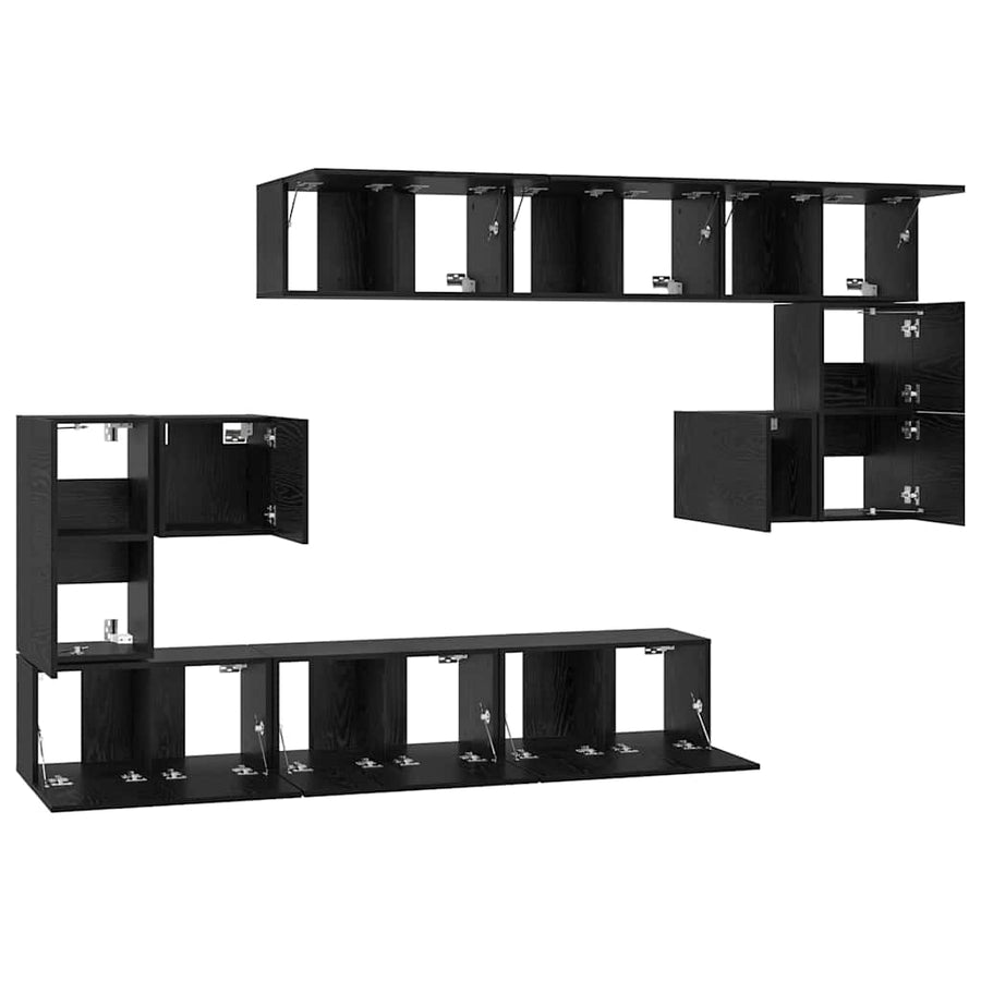 Tv-Meubelset Wandgemonteerd 10 Pcs Bewerkt Hout 10