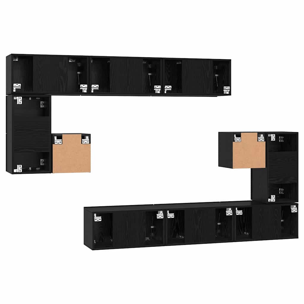 Tv-Meubelset Wandgemonteerd 10 Pcs Bewerkt Hout 10