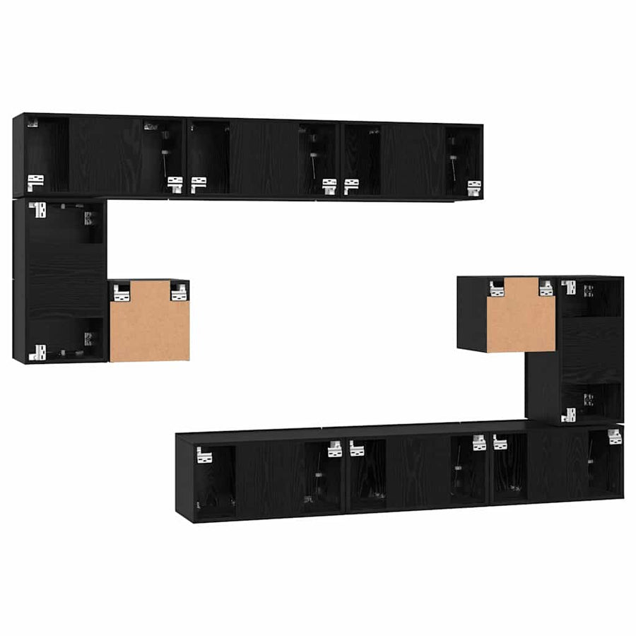 Tv-Meubelset Wandgemonteerd 10 Pcs Bewerkt Hout 10