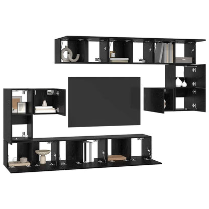 Tv-Meubelset Wandgemonteerd 10 Pcs Bewerkt Hout 10