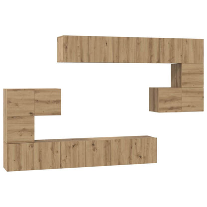 Tv-Meubelset Wandgemonteerd 10 Pcs Artisan Eiken Bewerkt Hout 10