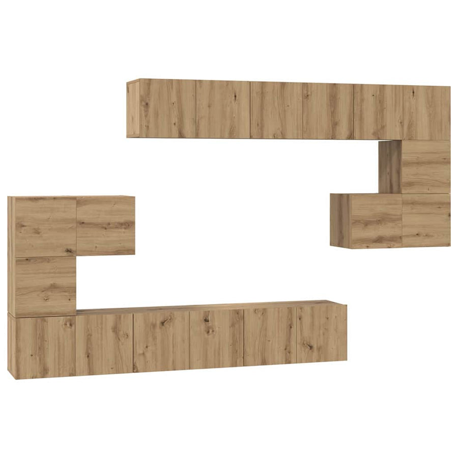 Tv-Meubelset Wandgemonteerd 10 Pcs Artisan Eiken Bewerkt Hout 10