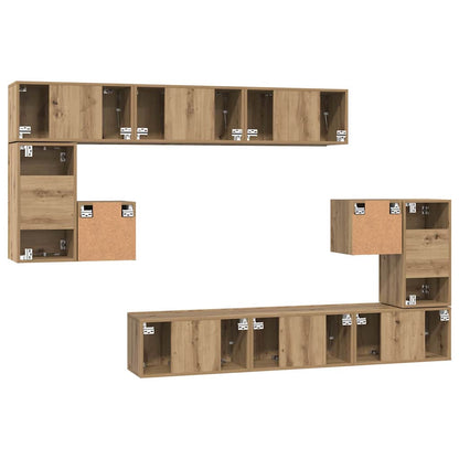Tv-Meubelset Wandgemonteerd 10 Pcs Artisan Eiken Bewerkt Hout 10