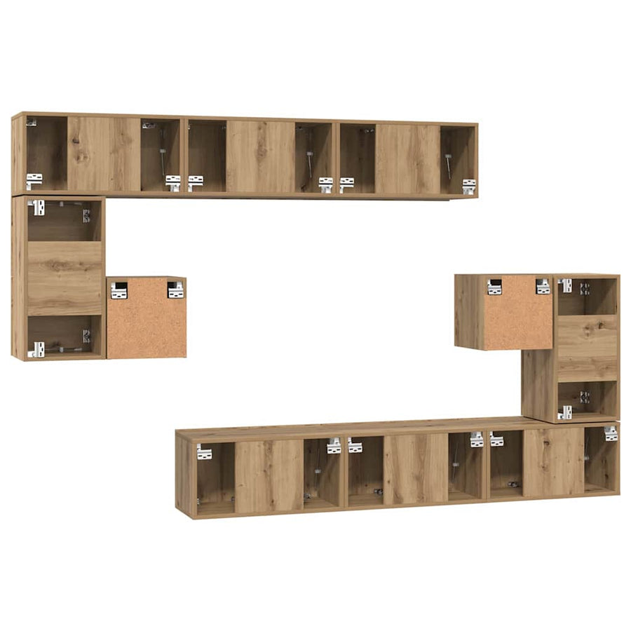 Tv-Meubelset Wandgemonteerd 10 Pcs Artisan Eiken Bewerkt Hout 10