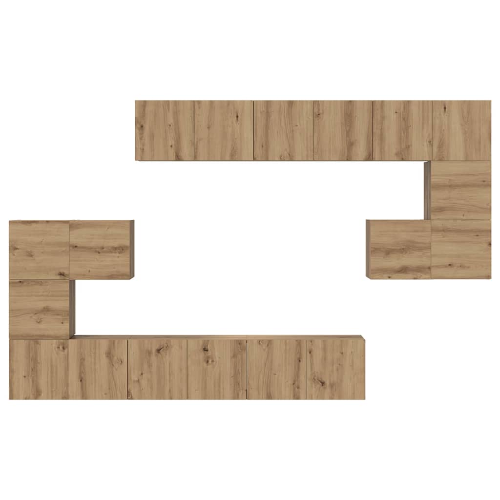 Tv-Meubelset Wandgemonteerd 10 Pcs Artisan Eiken Bewerkt Hout 10