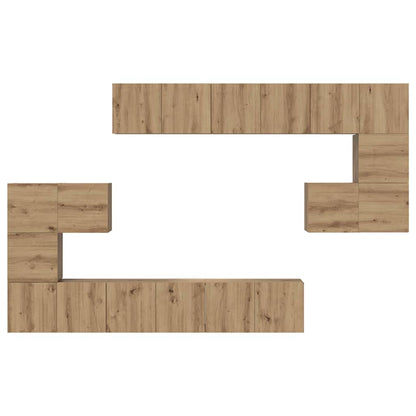 Tv-Meubelset Wandgemonteerd 10 Pcs Artisan Eiken Bewerkt Hout 10