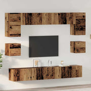 Tv-meubelset wandmontage 100x30x30 cm oud hout
