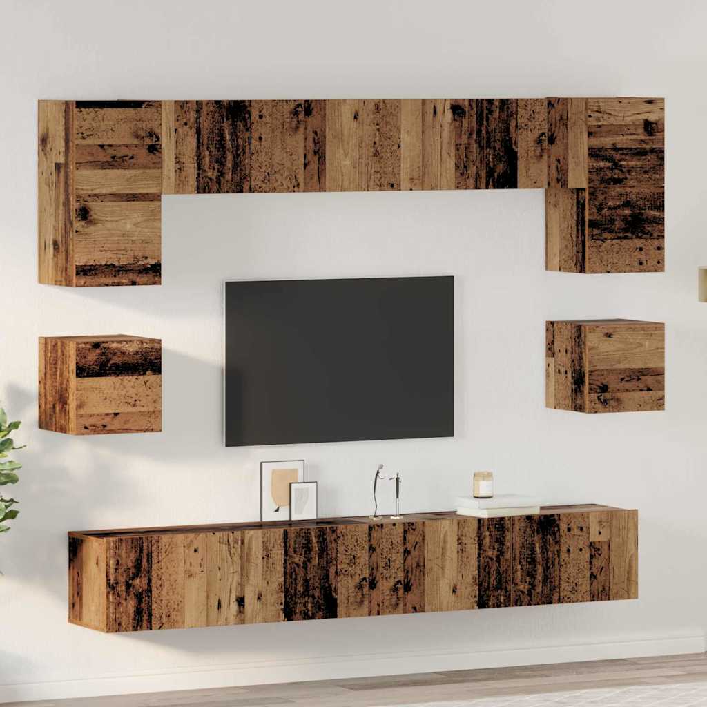 Tv-meubelset 8 pcs Oud hout 100 x 30 x 30 cm Bewerkt hout