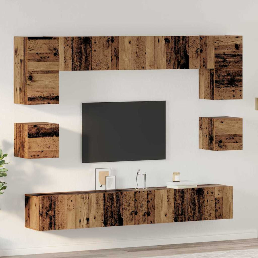 Tv-meubelset 8 pcs Oud hout 100 x 30 x 30 cm Bewerkt hout
