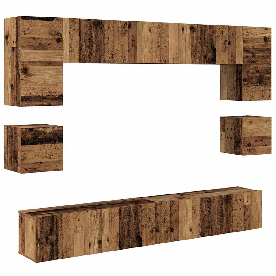Tv-meubelset 8 pcs Oud hout 100 x 30 x 30 cm Bewerkt hout