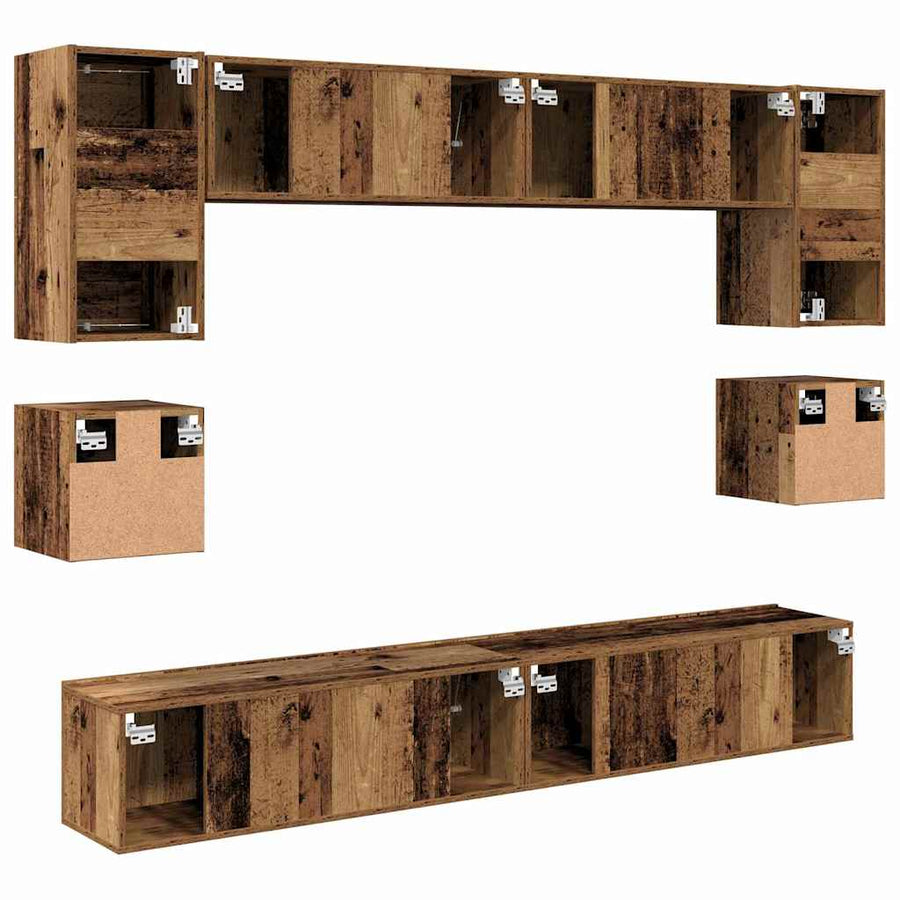 Tv-meubelset 8 pcs Oud hout 100 x 30 x 30 cm Bewerkt hout