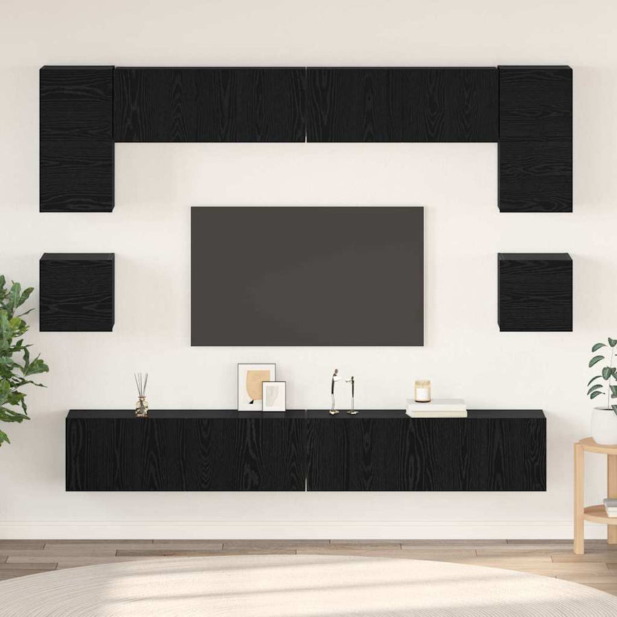 Tv-Meubelset Wandgemonteerd 8 Pcs Bewerkt Hout 100 cm
