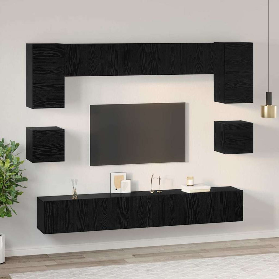 Tv-Meubelset Wandgemonteerd 8 Pcs Bewerkt Hout 100 cm