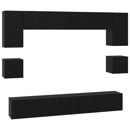 Tv-Meubelset Wandgemonteerd 8 Pcs Bewerkt Hout 100 cm