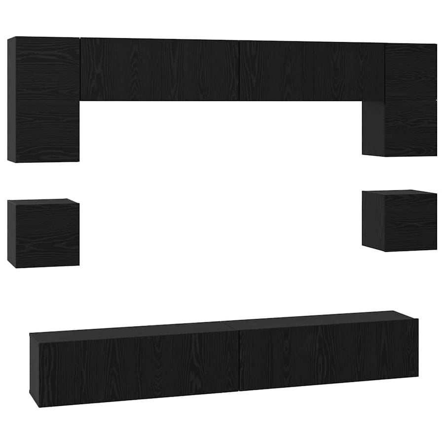 Tv-Meubelset Wandgemonteerd 8 Pcs Bewerkt Hout 100 cm