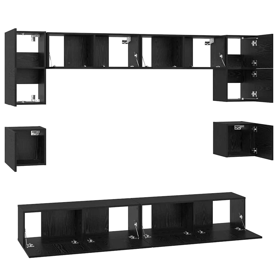 Tv-Meubelset Wandgemonteerd 8 Pcs Bewerkt Hout 100 cm